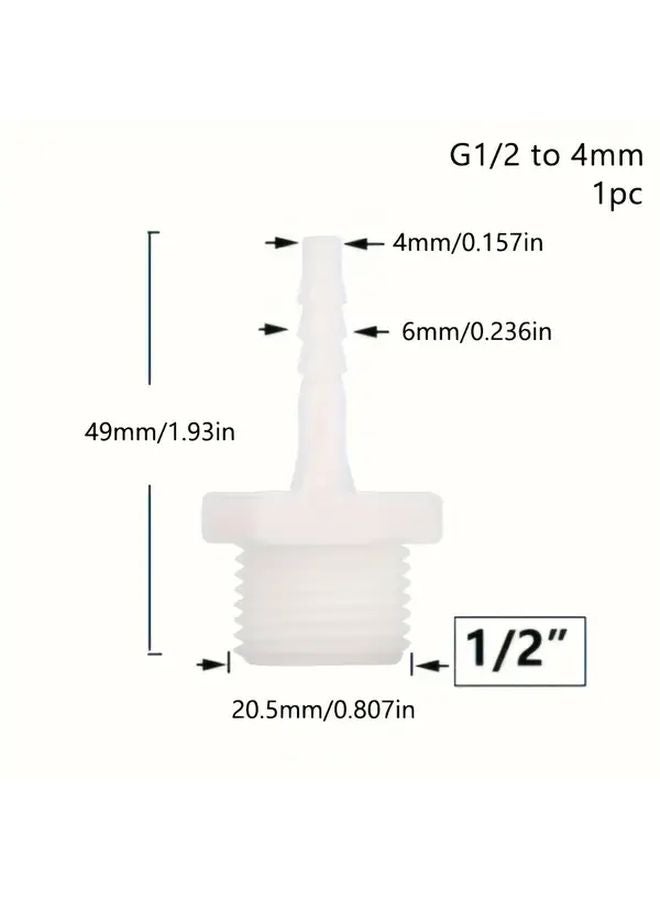 1 2 Inch Thread To 4mm Barb Hose Connector Plastic Drip Irrigation Pipe Fitting - Image 1