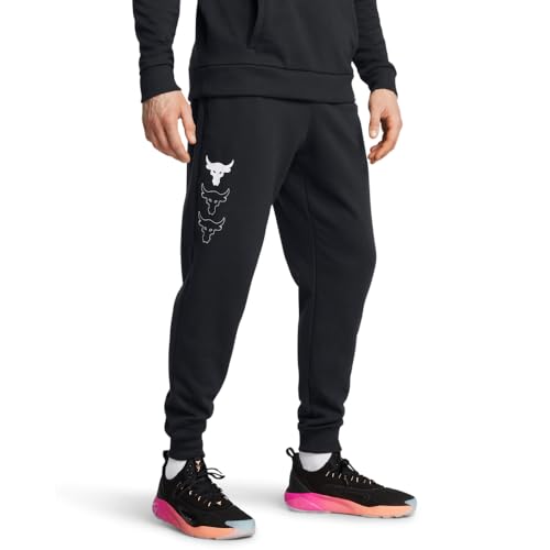 Under Armour Men's Project Rock Rival Fleece Joggers, (001) Black / / White, Medium - Image 1