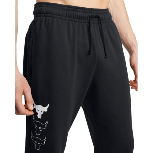 Under Armour Men's Project Rock Rival Fleece Joggers, (001) Black / / White, Medium - Image 3