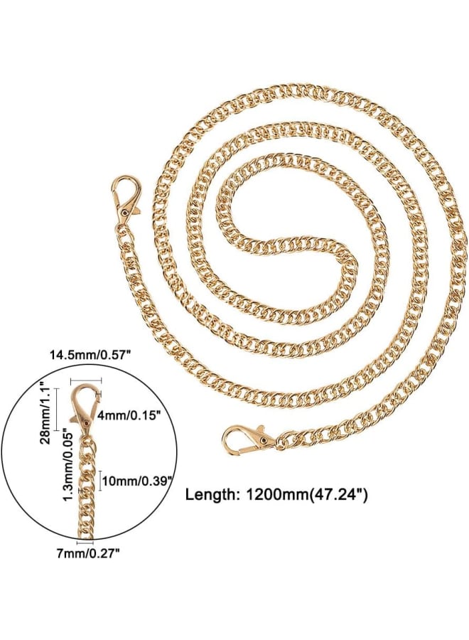 4pcs 120cm Iron Curb Chains Bag Strap Link Chain Replacement Bag Chain with Alloy Lobster Clasps for Handbag Purse Wallet Clutch Crafts Making, Light Gold/Platinum  - Image 2