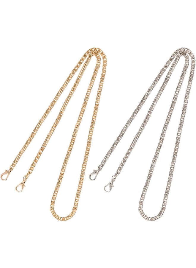 4pcs 120cm Iron Curb Chains Bag Strap Link Chain Replacement Bag Chain with Alloy Lobster Clasps for Handbag Purse Wallet Clutch Crafts Making, Light Gold/Platinum  - Image 1
