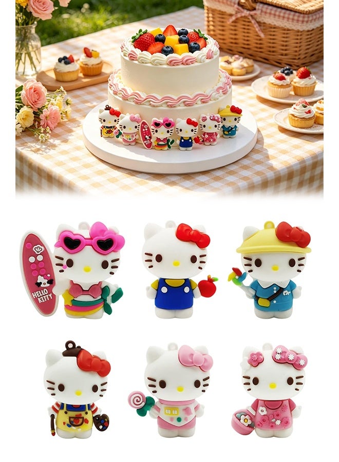 Sanrio 6Pc Figure, Cute Cake Decoration Character Model Collectable Figure Creative Gift for Fans - Image 1