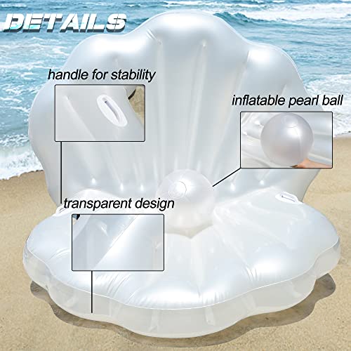 Triumpeek 45.2" L Inflatable Seashell Pool Float, Blow Up Giant Clam Floatie with 8" Pearl Ball, Shell Pool Floating Ride On Raft Chair for Swimming Pool Summer Beach Party - Image 3