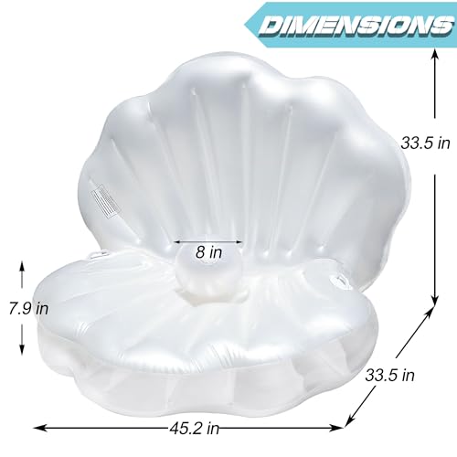 Triumpeek 45.2" L Inflatable Seashell Pool Float, Blow Up Giant Clam Floatie with 8" Pearl Ball, Shell Pool Floating Ride On Raft Chair for Swimming Pool Summer Beach Party - Image 2