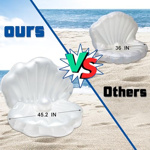 Triumpeek 45.2" L Inflatable Seashell Pool Float, Blow Up Giant Clam Floatie with 8" Pearl Ball, Shell Pool Floating Ride On Raft Chair for Swimming Pool Summer Beach Party - Image 4