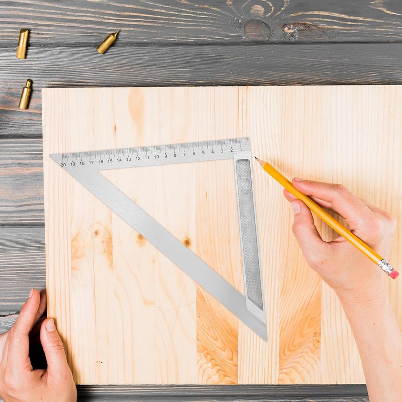 مسطرة مثلثية من سبائك الألومنيوم منقلة أداة تخطيط لأعمال النجارة والبناء والرسم - Image 5