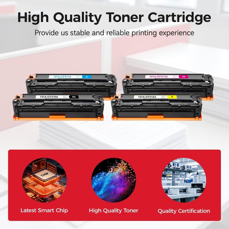 caink 131A Toner Cartridge High Yield - Replacement for HP 131X 131A Toner Cartridge - Compatible with Laserjet Pro 200 Color M251nw M251n MFP M276nw M276n Printer - 4-Pack Black Cyan Magenta Yellow - Image 4