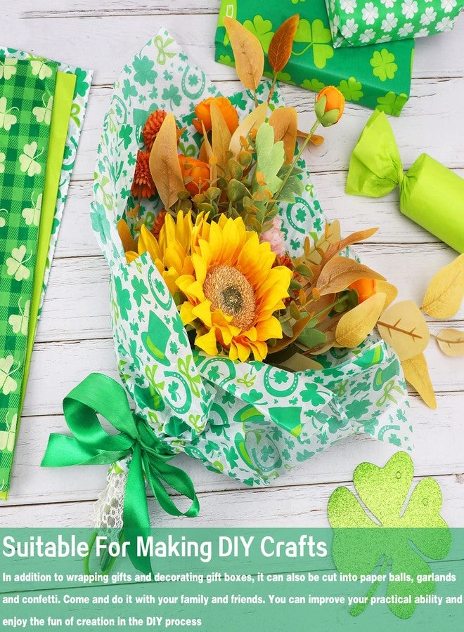 SANNIX 100 Sheets St. Patrick's Day Tissue Paper Irish Shamrock Clover Green Bulk Gift Wrapping Paper for St. Patrick's DIY Crafts Spring Holiday Decoration Gift Packing Favors, 19.7 ×13.8 Inch - Image 5