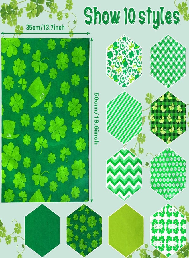SANNIX 100 Sheets St. Patrick's Day Tissue Paper Irish Shamrock Clover Green Bulk Gift Wrapping Paper for St. Patrick's DIY Crafts Spring Holiday Decoration Gift Packing Favors, 19.7 ×13.8 Inch - Image 2