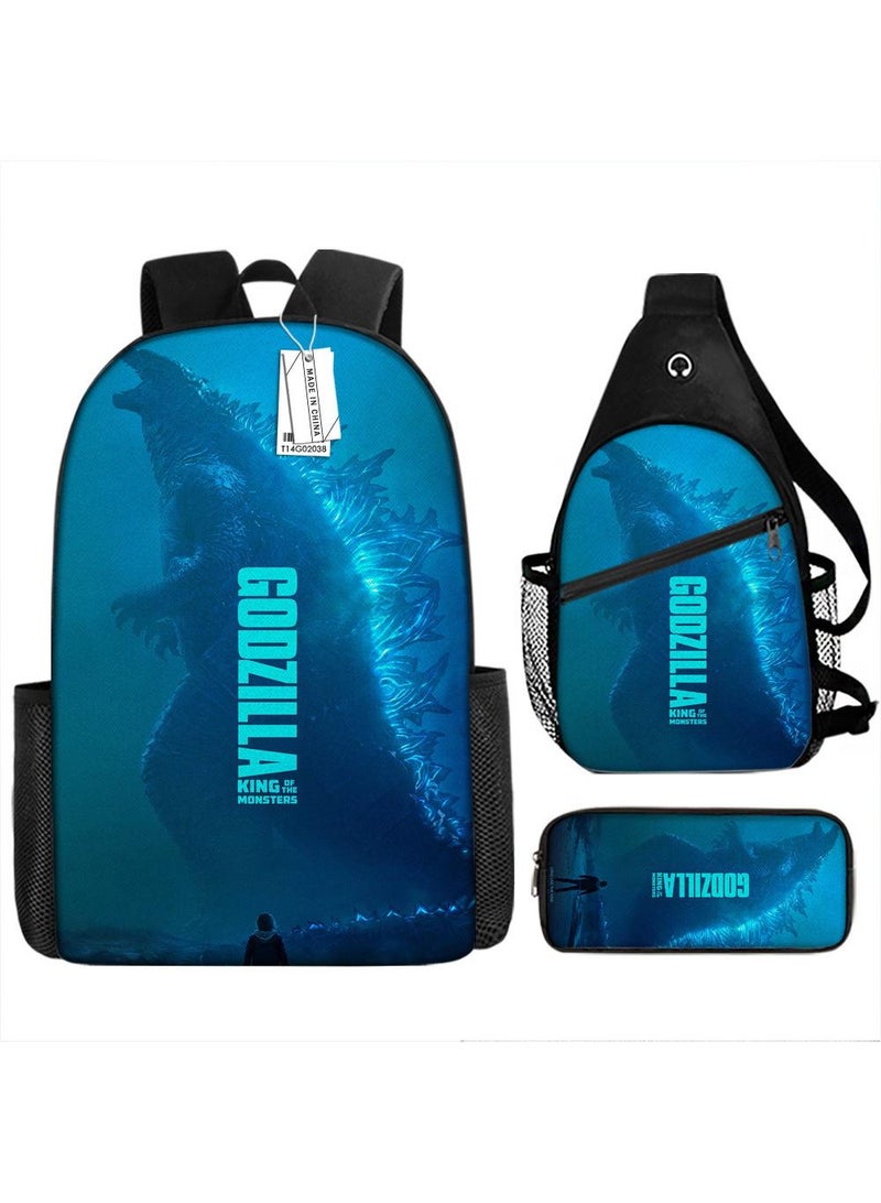 general 3-Piece Godzilla VS Kong 3D Print Backpack Set - Image 1