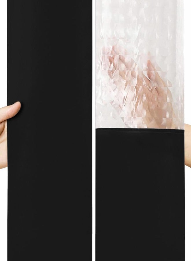 timecity Black Plastic Shower Curtain PEVA Shower Curtain Liner with 12 White Hooks Clear Top Window Bathtub Liner Waterproof Bath Curtain for Shower Bathroom,72x72inch - Image 5