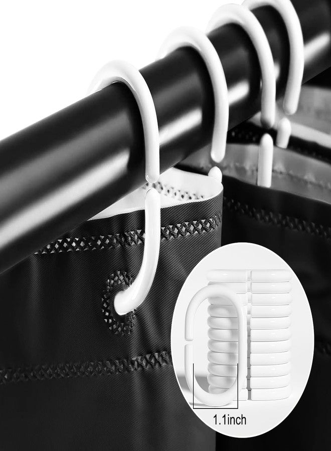 timecity Black Plastic Shower Curtain PEVA Shower Curtain Liner with 12 White Hooks Clear Top Window Bathtub Liner Waterproof Bath Curtain for Shower Bathroom,72x72inch - Image 4
