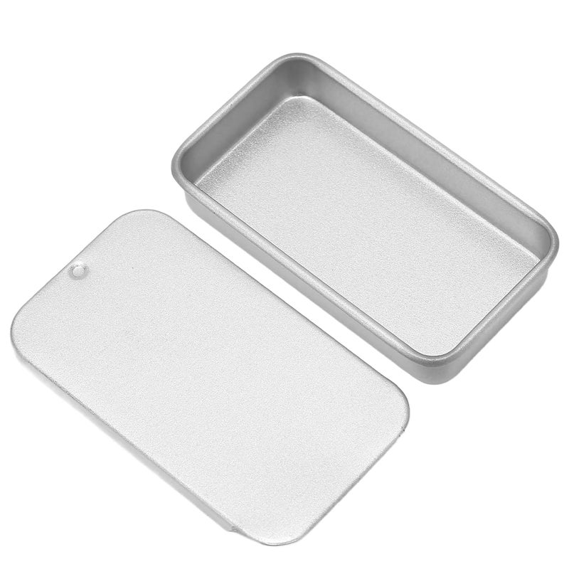 klarako 10pcs Tin Container, Empty Slide Top Tin Container, Portable Silver Tin Empty Box for Lip Balm Solid Perfume - Image 4