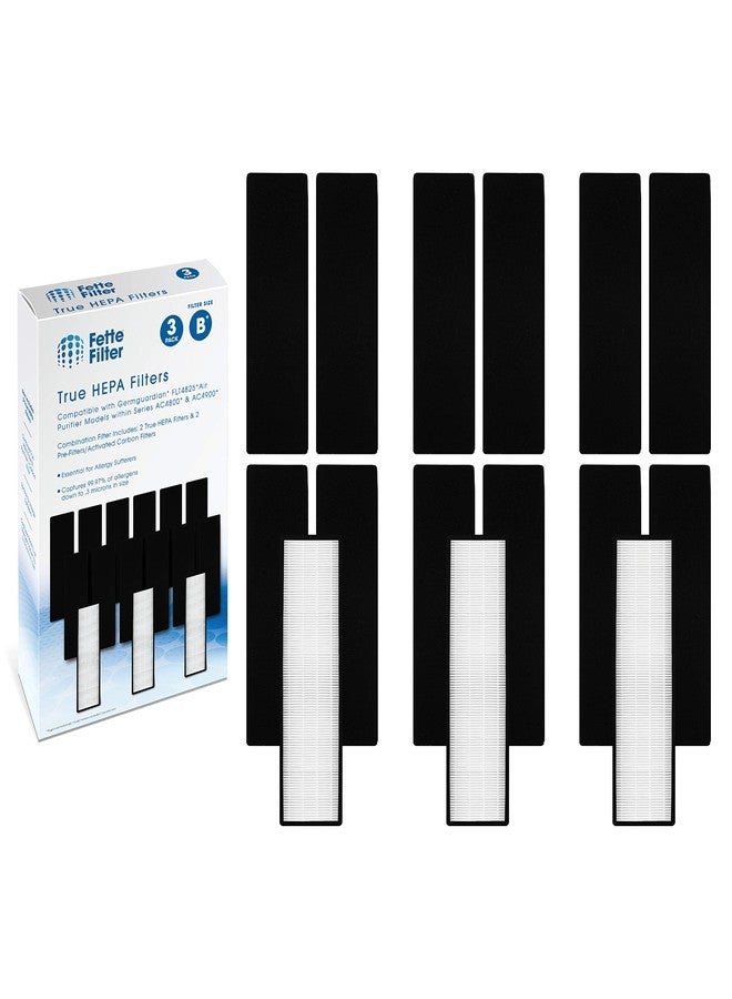 فيتي فلتر فلتر Fette - فلتر HEPA الحقيقي B طراز FLT4825، متوافق مع أجهزة تنقية الهواء من سلسلة AC4825، وAC4300BPTCA، وAC4850PT، وAC4900CA، وCDAP4500BCA، وOransi Finn. (3 فلاتر HEPA و12 فلتر كربون) - Image 1