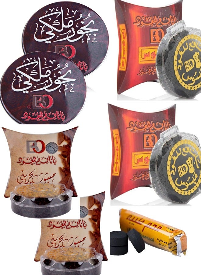 Bahraini Mabthout and Royal Bakhoor Mbsous Banafa for Oud 6 pieces - 30 gm with charcoal