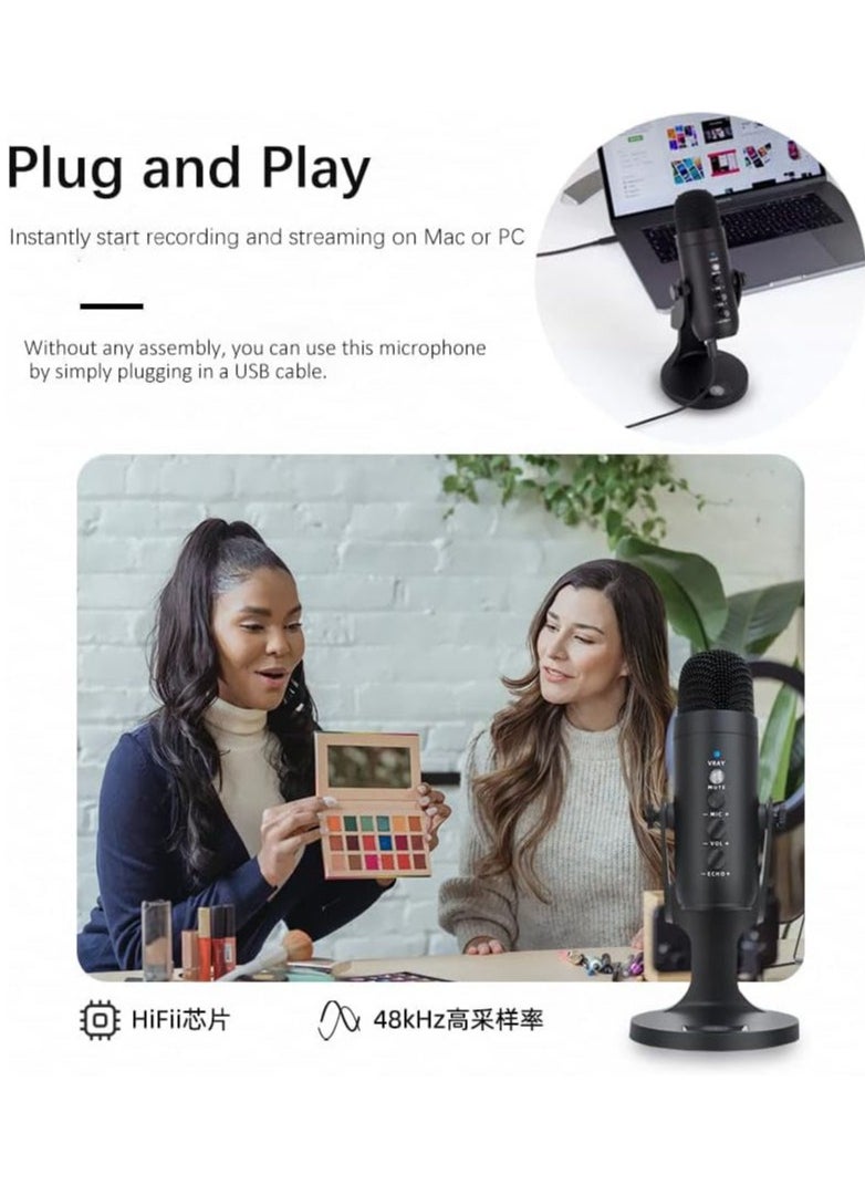 Generic - USB Microphone JD900 , Computer Condenser Gaming Mic for PC, Mac, Gaming, Recording, Streaming, Podcasting,Studio, USB C Plug and Play, Mute Button, Headphone Output, Volume Control - Image 1