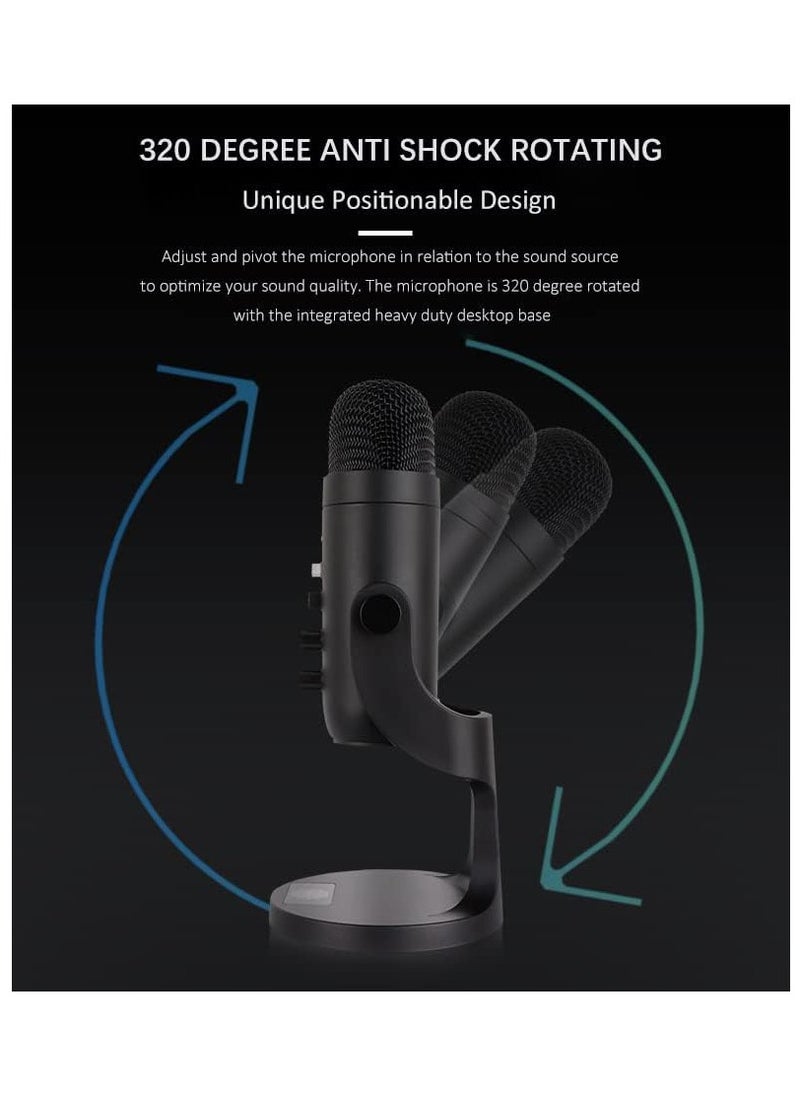 Generic - USB Microphone JD900 , Computer Condenser Gaming Mic for PC, Mac, Gaming, Recording, Streaming, Podcasting,Studio, USB C Plug and Play, Mute Button, Headphone Output, Volume Control - Image 1