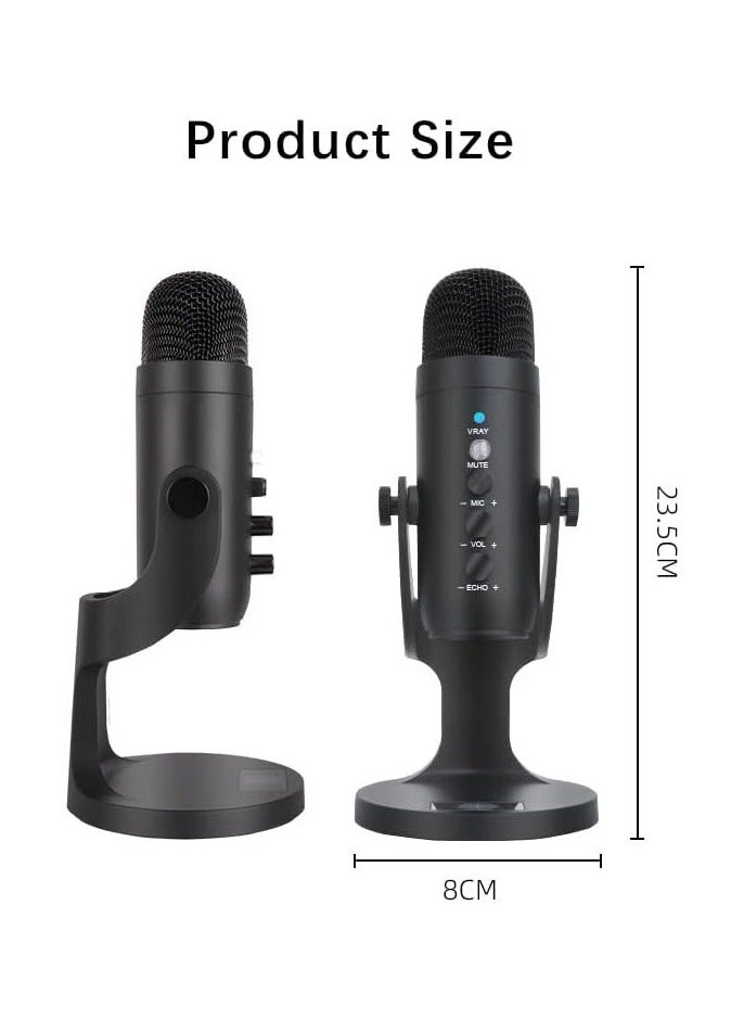 Generic - USB Microphone JD900 , Computer Condenser Gaming Mic for PC, Mac, Gaming, Recording, Streaming, Podcasting,Studio, USB C Plug and Play, Mute Button, Headphone Output, Volume Control - Image 1