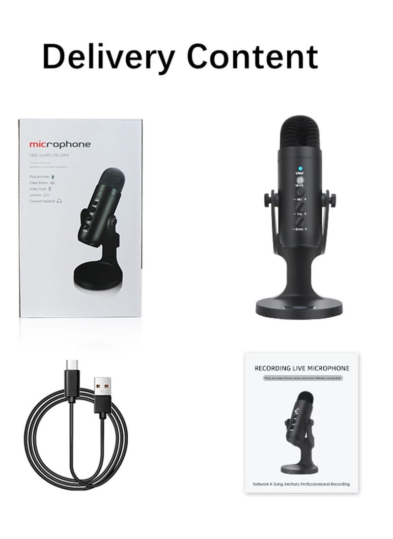 Generic - USB Microphone JD900 , Computer Condenser Gaming Mic for PC, Mac, Gaming, Recording, Streaming, Podcasting,Studio, USB C Plug and Play, Mute Button, Headphone Output, Volume Control - Image 1