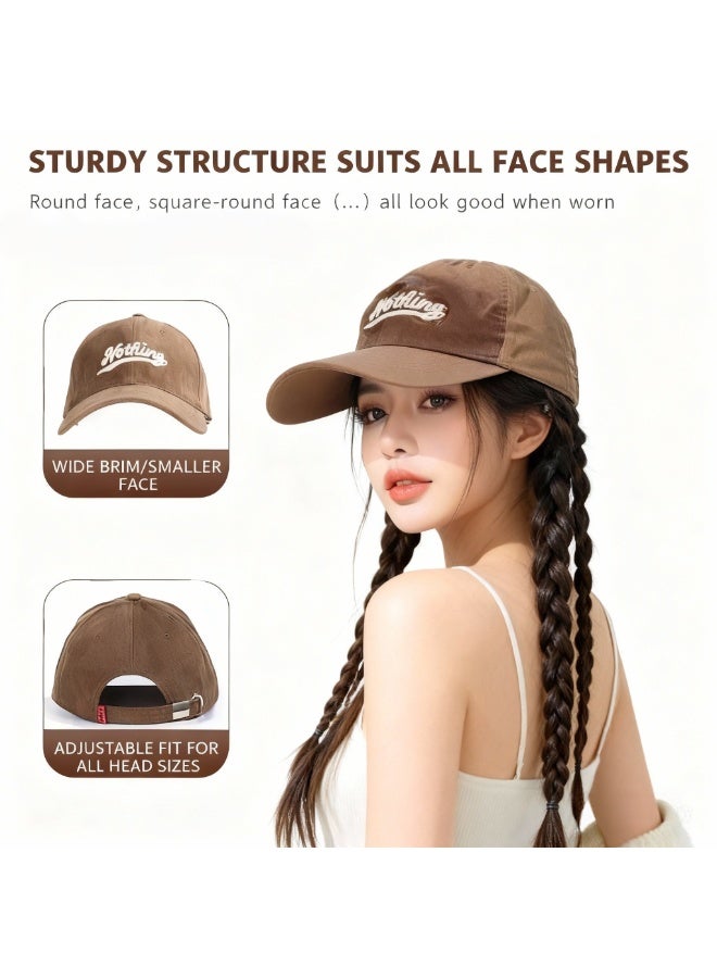 Fashionable Baseball Cap  Hat Wig  Baseball Hat with Hair Attached Wigs Long Curly Hairpiece Hairpiece Cap Hair Extensions for Women Brown 24IN - Image 3