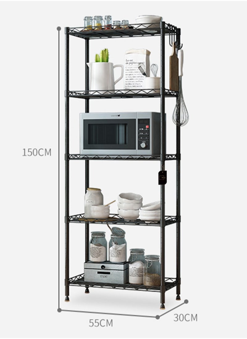 Sharpdo - 5-Layer Steel Kitchen Storage Rack 150x55x30cm Adjustable Unit Suitable For Placing Kitchen Utensils And Utensils - Image 1
