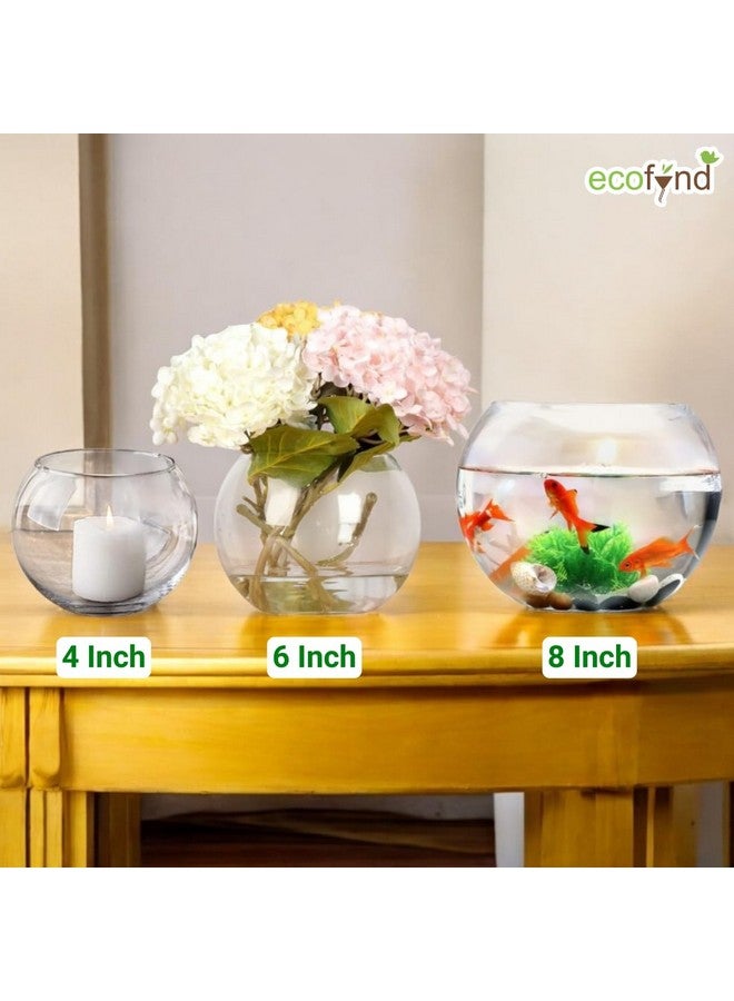 ecofynd Glass Terrarium Bowl, Fish Bowl, Crystal Clear Aquarium Bowl for Fish, Round Bubble Vase for Events, Decorating, Xmas Home Decor, or Office Decor (Pack of 1, 4inch, GB001) - Image 2
