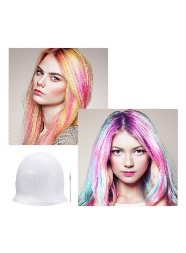 43℃ قبعة صبغ الشعر من السيليكون قابلة لإعادة الاستخدام متعددة الألوان لصبغ الشعر مع خطافات لصالونات التجميل المنزلية للنساء والرجال والفتيات لصبغ الشعر - Image 4