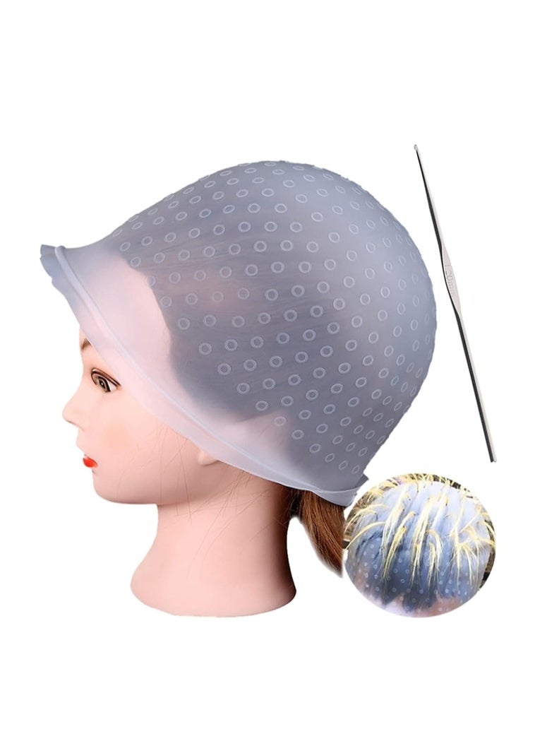 43℃ قبعة صبغ الشعر من السيليكون قابلة لإعادة الاستخدام متعددة الألوان لصبغ الشعر مع خطافات لصالونات التجميل المنزلية للنساء والرجال والفتيات لصبغ الشعر - Image 1