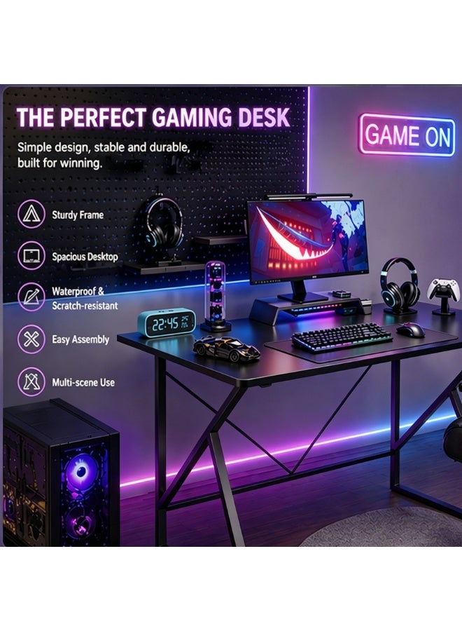 ويمارت طاولة قيمنق 130 سم، مكتب كمبيوتر متين جداً للمنزل والدراسة، طاولة كمبيوتر احترافية بتصميم مريح وبسيط، شديدة التحمل وسهلة التركيب - أبيض - Image 2