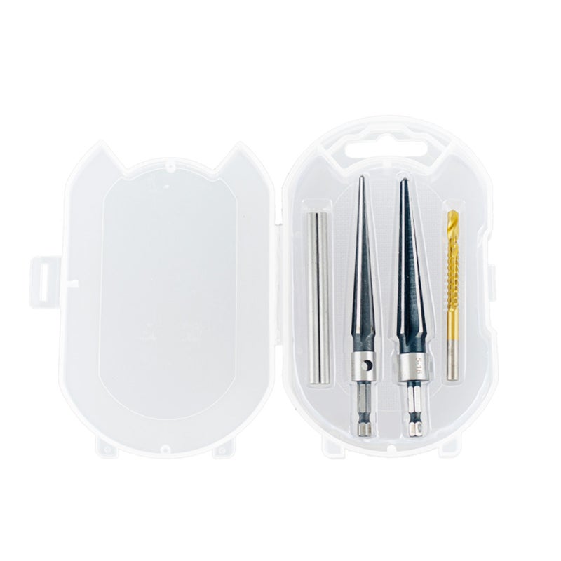 5Pcs Hand Reamer Tool Tapered Reamer Set 3-13mm & 5-16mm Bridge Pin Hole Hand Reamer Tool Detachable T-Handle Tapered Reamer for Guitars Wood Plastic PVC Pipes Cutting - Image 1