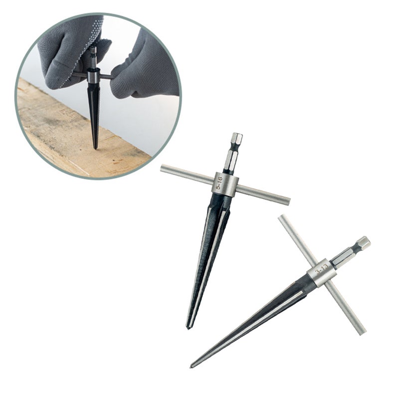 5Pcs Hand Reamer Tool Tapered Reamer Set 3-13mm & 5-16mm Bridge Pin Hole Hand Reamer Tool Detachable T-Handle Tapered Reamer for Guitars Wood Plastic PVC Pipes Cutting - Image 5