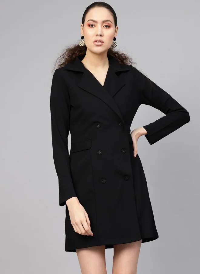 SASSAFRAS Black Blazer Dress for Women