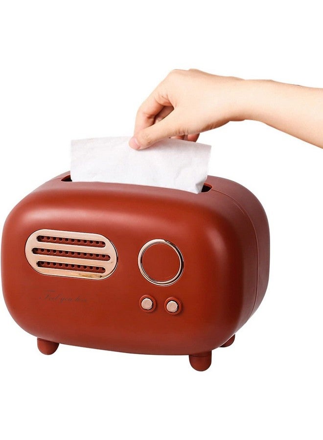 oddpod™ Vintage Retro Medium Tissue Box Holder & Paper Towel Dispenser for Office, Living Room, Bedroom, Night Stand & Desk - Deep Maroon - Image 1