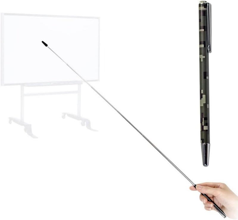 Telescopic Teachers Pointer,Teaching Pointer Stick for Classroom,Metal Hand Retractable Pointer Extended Length 25Inch, Handheld Presenter Whiteboard Pointer (Army Green Digital)
