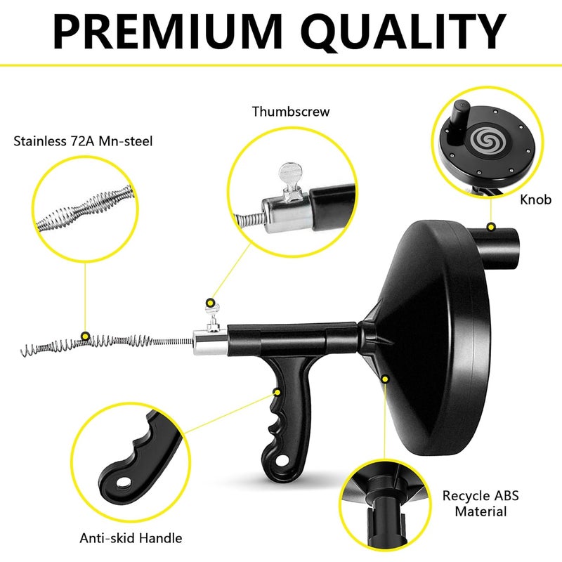 Drainsoon Drain Auger 25 Ft with Gloves, Plumbing Snake Drain Auger Hair Clog Remover, Heavy Duty Pipe Drain Clog Remover for Bathtub Drain, Bathroom Sink, Kitchen Cleaning - Image 3