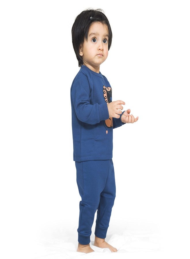 ARIEL Cotton Fleece Clothing Sets for Boys & Girls - Unisex Winter Navy Lion Clothing Sets Full Sleeve T-Shirt & Pant, Size- 12-18 Months - Image 4