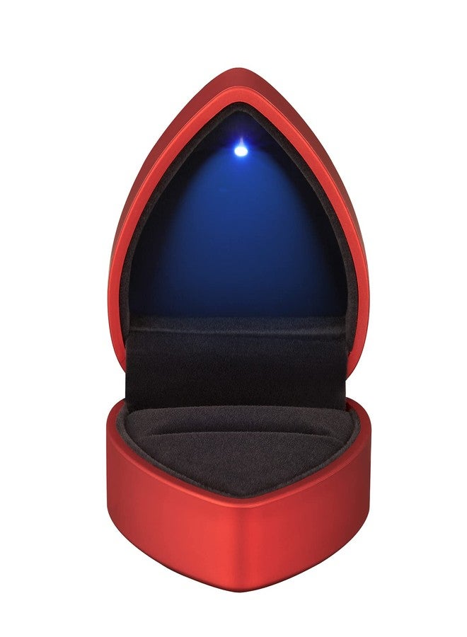 LETURE علبة هدايا على شكل قلب من ليتشر مزودة بإضاءة LED، علبة مجوهرات مخملية للأقراط مزودة بإضاءة، صندوق عرض مجوهرات لحفلات الزفاف والخطوبة والخطوبة وأعياد الميلاد والذكرى السنوية (أحمر) - Image 2