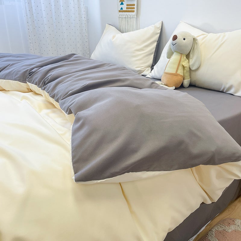 Four-Piece Bedding Set For Beds, Brushed Duvet Cover, Solid Color Three-Piece Set, Direct Sale From Manufacturer, Ins Style - Image 1