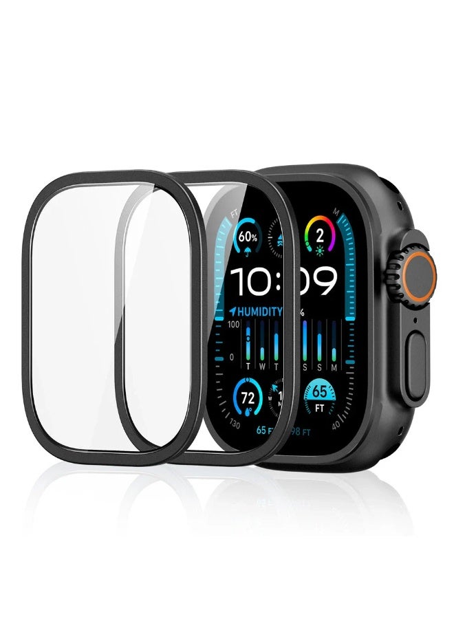 قطعتين لاصقة حماية شاشة الساعة متوافقة مع ساعة أبل إصدار الترا 3/الترا 2/الترا، مقاس 49 مم