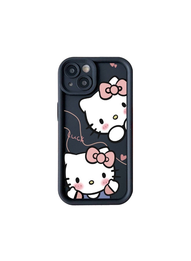 جراب iPhone 16 Pro بتصميم Hello Kitty اللطيف، غطاء TPU ناعم لامع أسود مقاوم للصدمات، جراب واقٍ مضاد لبصمات الأصابع من الرسوم الكرتونية للفتيات والنساء - Image 4