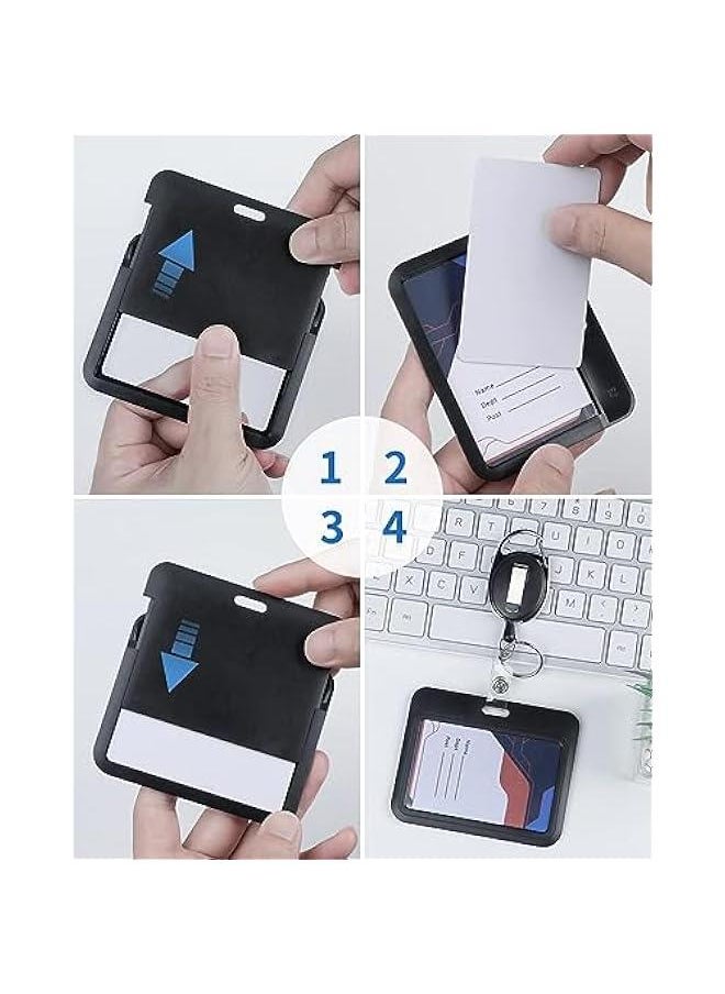 Generic Sliding ID Badge Holder, Black Horizontal Plastic Card Case, with Clear Window Card Protector Pouch, for Office, School ID, Proximity Key Cards, Driver’s Licenses and Passes (6 Pcs)  - Image 5