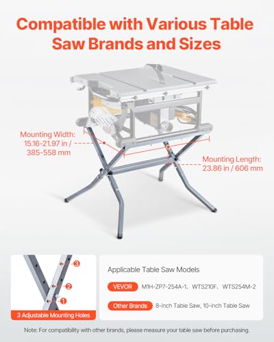 VEVOR Table Saw Folding Stand 350 lbs 15876 kg Load Capacity Portable Compact Saw Stand Heavy Duty Construction Easy Storage Foldable Design Universal for Most Brands of Table Saws - Image 3