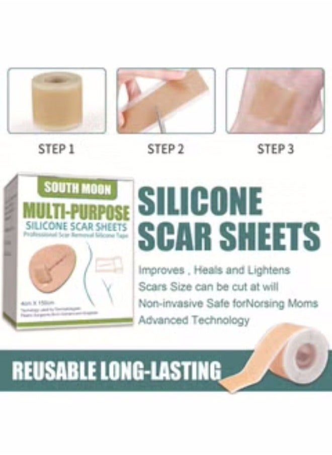 SOUTH MOON Silicone Scar Patch Fade Scars Efficient Cosmetic Scar Removal for Cesarean Section Burn Scars and Other Scars Left Behind Gel Painless Tape Roll (4cm X 1.5m)  - Image 2