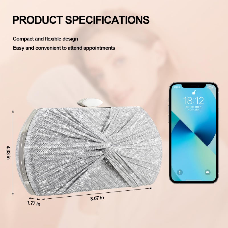 Suhatjia Suhatjia Clutch Purses for Women Wedding Evening Glitter Sparkly Handbags Party Purses for Women with Detachable Chain  - Image 2