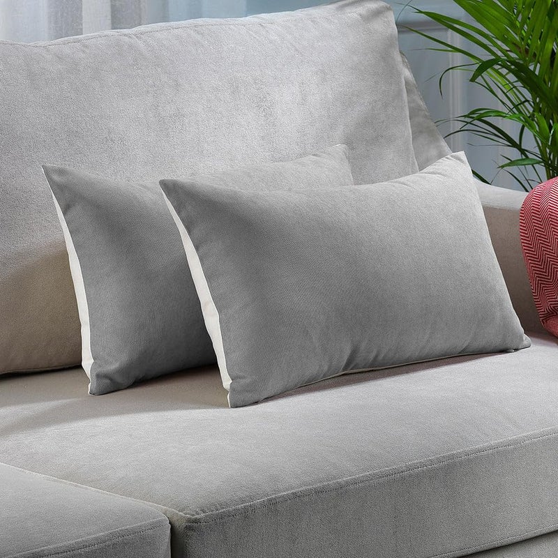 Texlux Microfiber Reversable Pillow Set of 2 for Sleeping 16 Inch X 26 Inch - Grey White - Image 1