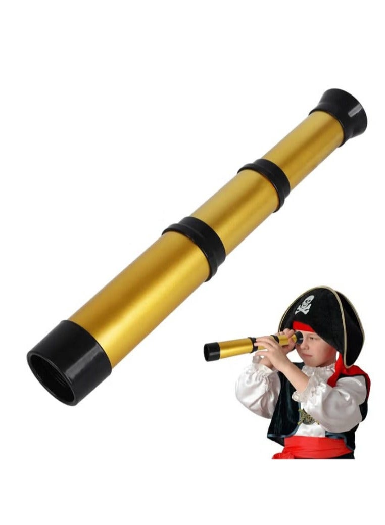 لعبة تلسكوب قراصنة أحادي العدسة للأطفال من فادكير، تلسكوب محمول بتصميم قابل للسحب للأولاد والبنات، ذهبي - Image 1