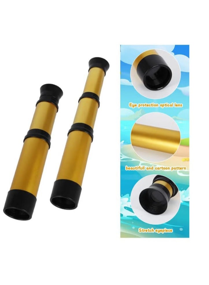 لعبة تلسكوب قراصنة أحادي العدسة للأطفال من فادكير، تلسكوب محمول بتصميم قابل للسحب للأولاد والبنات، ذهبي - Image 2