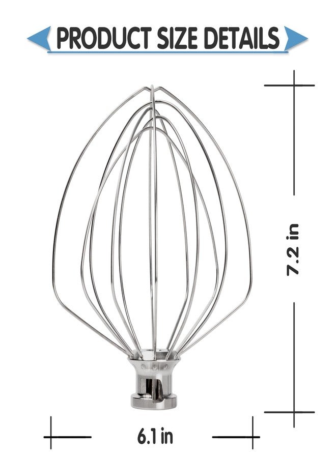 Moloudan Wire Whip Stainless Steel for KitchenAid 6 Quart Bowl-Lift Stand Mixer, KN256WW 6-Wire Whisk Attachment, Balloon Whisk, Heavy Duty, Dishwasher Safe - Image 4