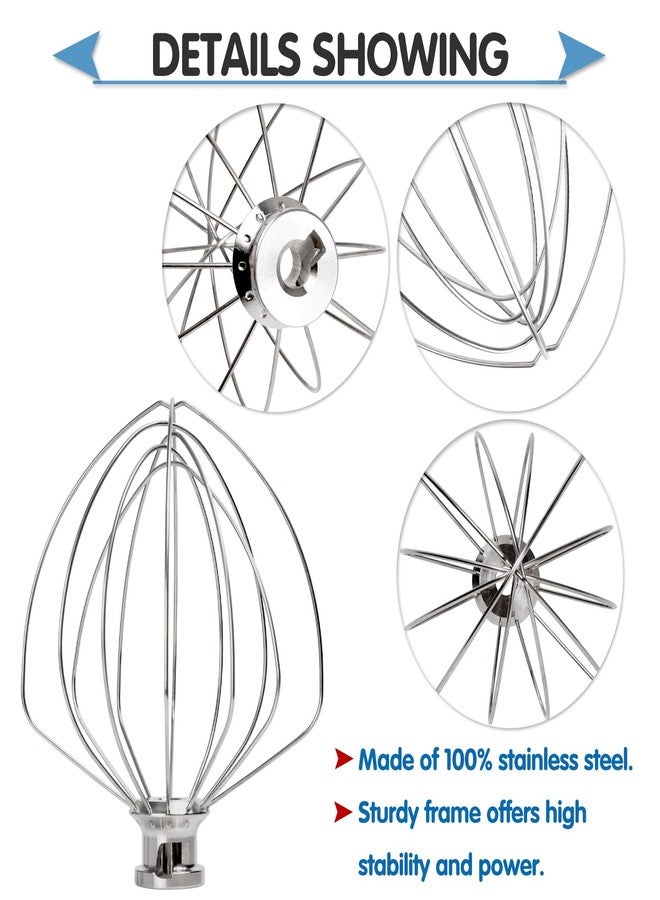 Moloudan Wire Whip Stainless Steel for KitchenAid 6 Quart Bowl-Lift Stand Mixer, KN256WW 6-Wire Whisk Attachment, Balloon Whisk, Heavy Duty, Dishwasher Safe - Image 2