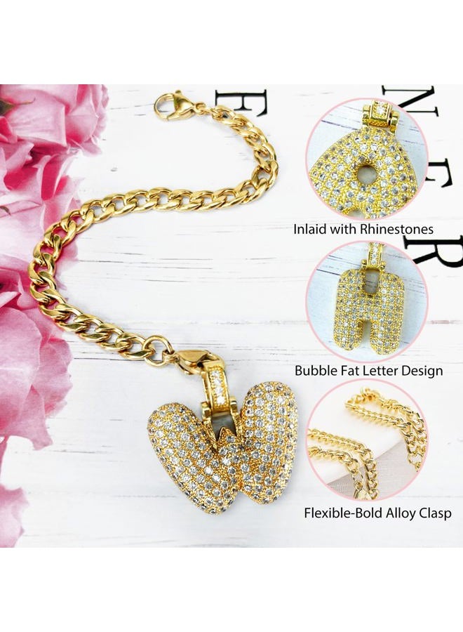 LUHOHI Cup Charms for Stanley Handle- Bubble Letter Charms Accessories for Stanley 40 Oz Tumblers Cute Fat Initial Keychain with Diamond Glitter Jewelry Personalized Water Bottle Decorations W - Image 3
